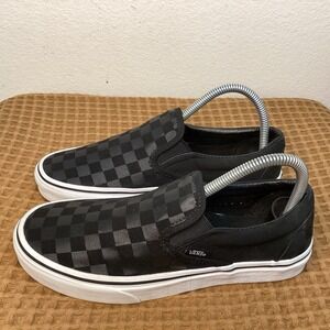 VANS Classic Slip On Checkerboard Black Mens 6 Women's 7.5 Athletic Sneaker